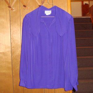 Joyce Women's Purple 100% Polyester Button Front S